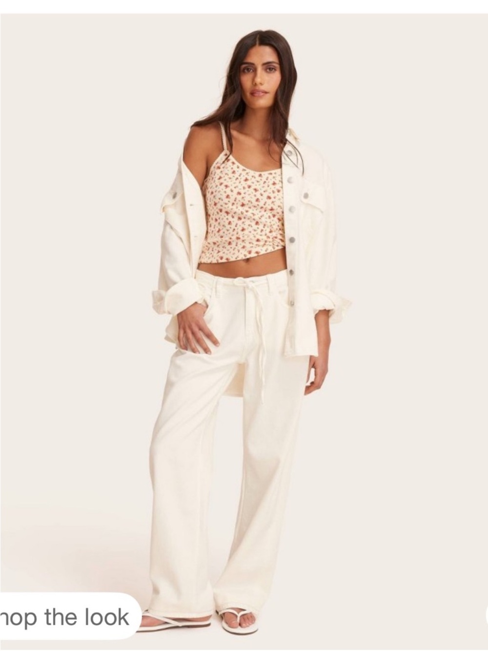 PARKE Wide-Leg Drawstring
Jeans in Cream
